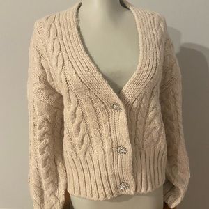 New heavy warm cardigan crop sweater size M